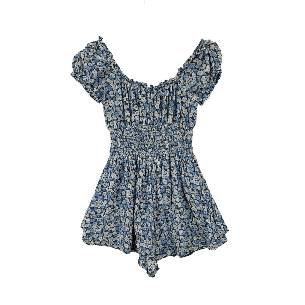 Hollister Floral Milkmaid Romper Womens Size S Y2K 90s Romantic Cottage Fairy‎